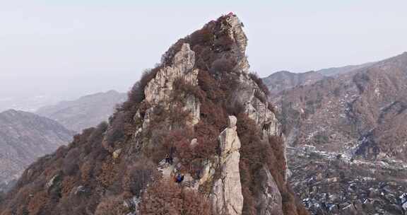 冬季西安翠华山航拍风景天池山峰美景