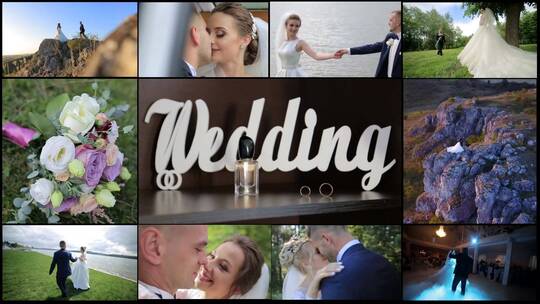 婚礼视频的多宫格背景图视频素材模板下载