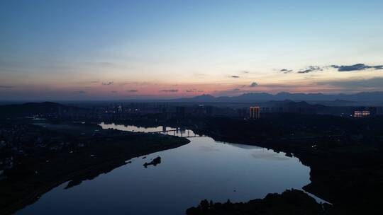 航拍日落晚霞夕阳西下