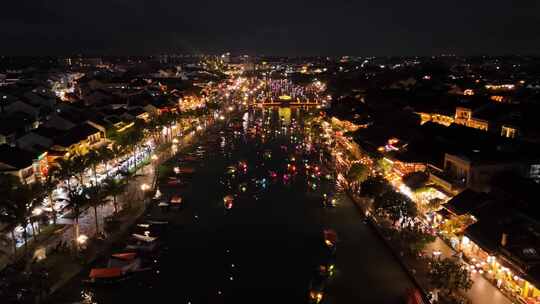 越南岘港会安古镇夜景视频素材模板下载
