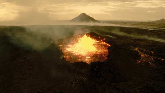 航拍火山岩浆沸腾