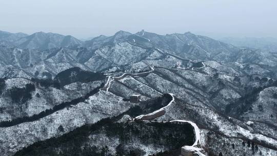 中国冬季雪后长城风光