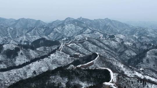 中国冬季雪后长城风光视频素材模板下载