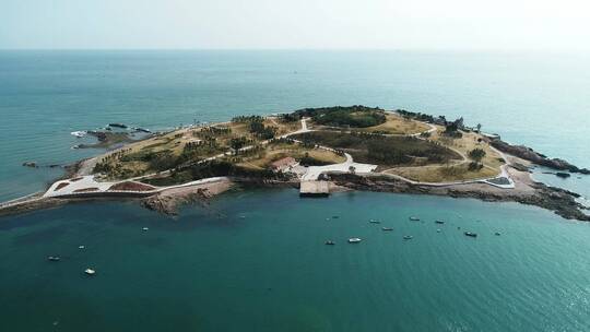 青岛小麦岛海边航拍