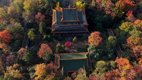 航拍南京钟山藏经楼孙中山纪念馆