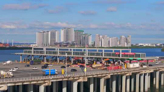 高空航拍深圳前海湾湾区之光