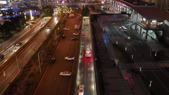 陆家嘴空中走廊夜景延时视频素材模板下载