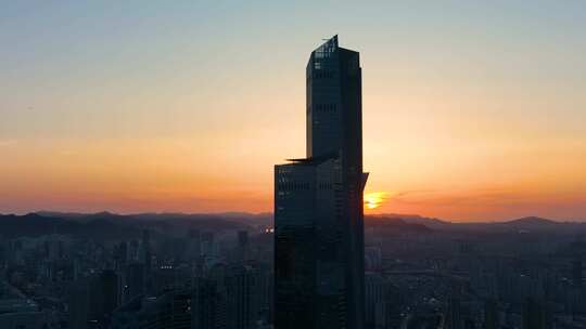 晚霞 城市航拍 都市夜景