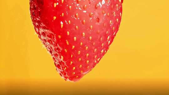 【4K原创】水滴在草莓上流过