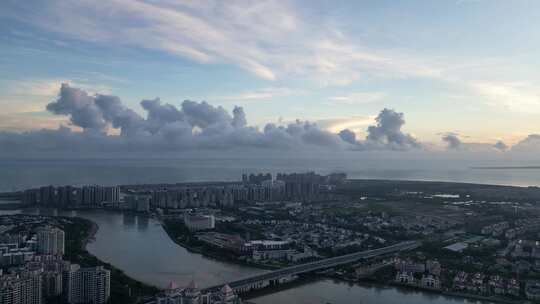 航拍海口日出风光视频素材模板下载