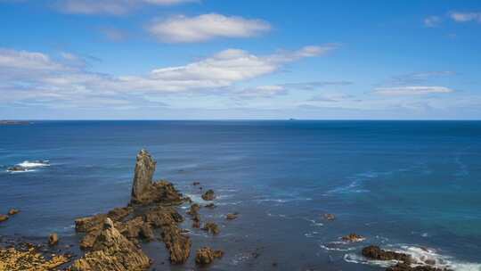 海岸岩石与辽阔海洋景观