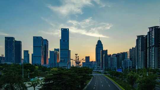 南宁夜景延时 城市傍晚落日余晖