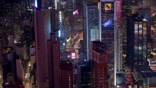 香港航拍城市夜景大景