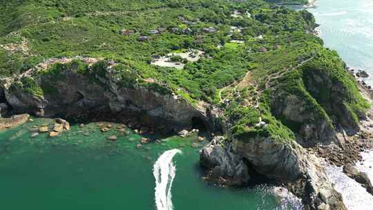 深圳沿海海岸线鹿嘴山庄景区高空航拍