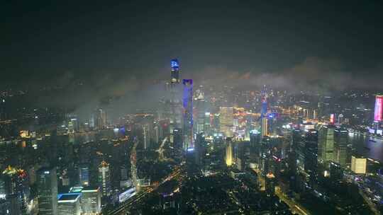 上海夜景航拍  城市风景