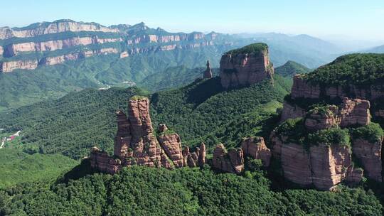 航拍 河北嶂石岩九女峰景区