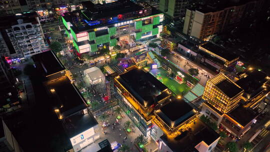 大湾区珠海富华里欧洲风夜景航拍