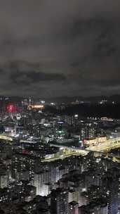 竖屏航拍广东深圳城市大景夜景灯光