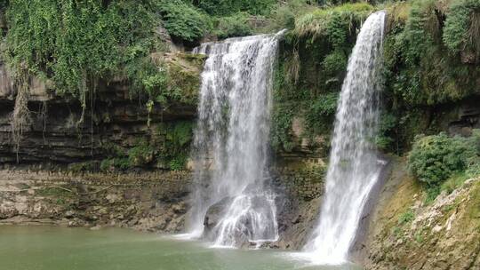 旅游景区湖南芙蓉镇4A景区瀑布流水视频素材模板下载