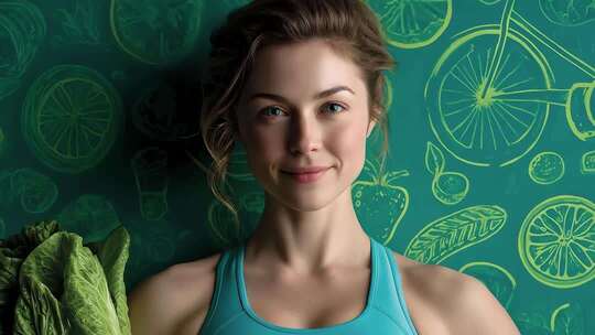 健康生活方式女性形象倡导均衡饮食