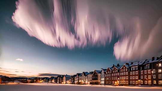 冬天北欧城市冰雪美景