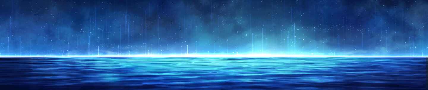 唯美宽屏蓝色粒子星空水面