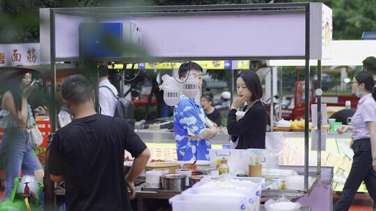 夜市美食小吃-集市人群-地摊经济合集