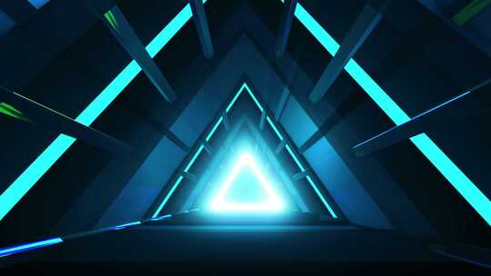 蓝色三角光线隧道背景素材