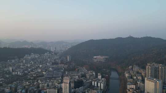 航拍贵州遵义红花岗区城市建设