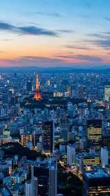 城市黄昏天际线全景高清在线视频素材下载
