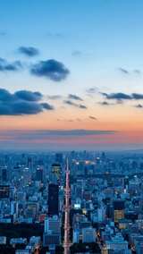 城市黄昏天际线全景高清在线视频素材下载