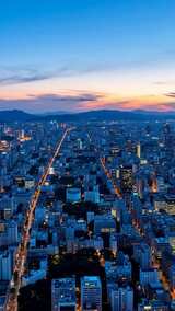 城市黄昏天际线全景高清在线视频素材下载