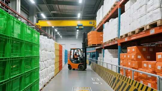 仓库内叉车作业搬运货物