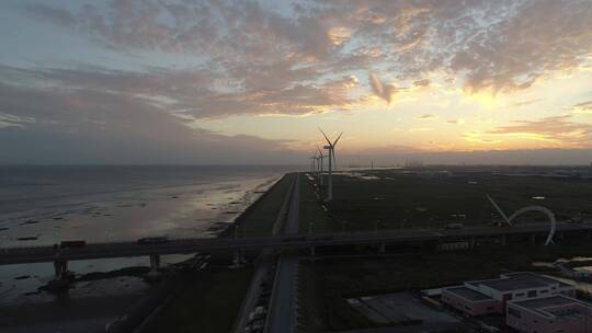 上海东海大桥日落视频素材模板下载