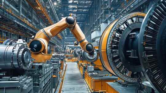 智能工厂机械臂大型设备重工业轮机工厂车间