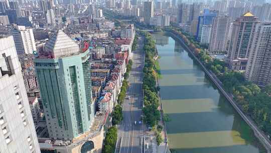 江西南昌航拍街道街景东湖区城市风景风光素