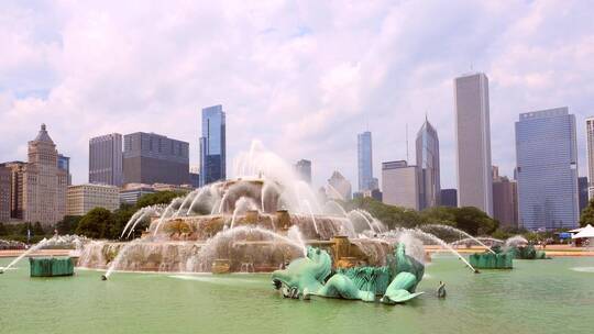 芝加哥白金汉喷泉视频素材模板下载