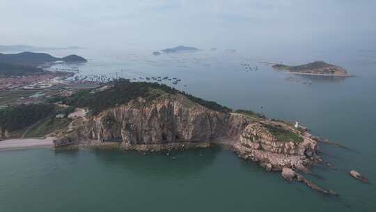 大海海洋岛屿自然风光山东烟台长岛航拍