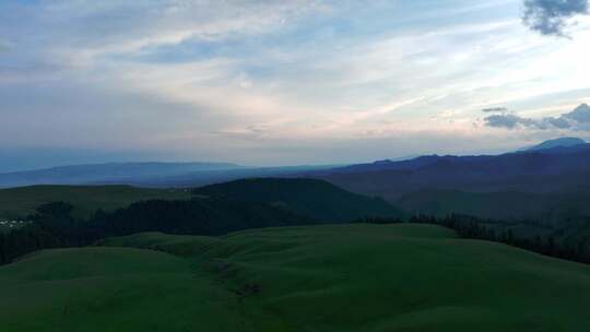 航拍中国新疆夏季山脉草原景观