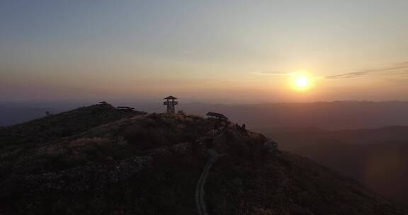 湖北京山黄昏航拍