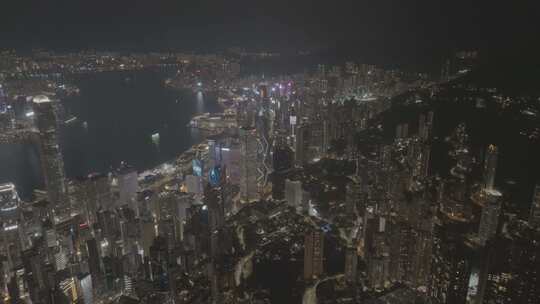 香港城市夜景航拍视频Dlog4K