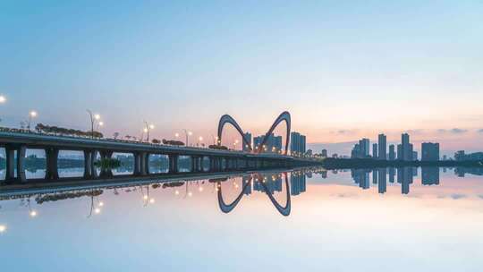 江西南昌艾溪湖大桥商务区CBD城市延时