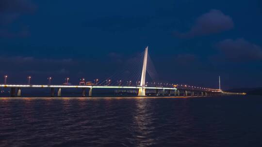 深圳湾跨海大桥夜景灯光延时摄影