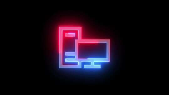 霓虹灯桌面电脑图标蓝色红色发光动画黑色背