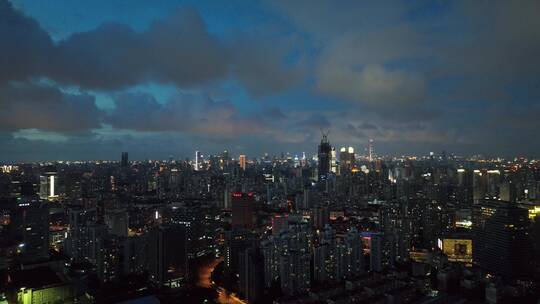 上海浦西徐汇区夜景航拍视频素材模板下载