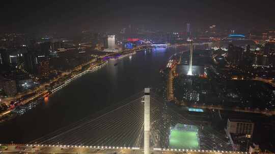 上海 南浦大桥车流 夜景航拍视频素材模板下载