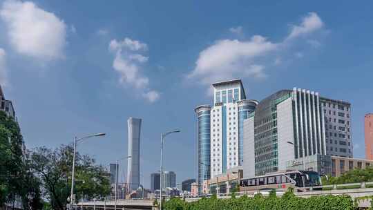 北京城市CBD中国尊楼房道路交通空镜延时