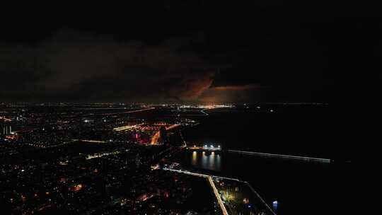 上海金山石化工厂夜景航拍