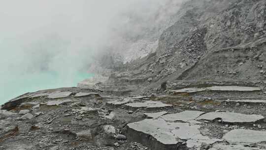 Ijen，火山，烟雾，岩石