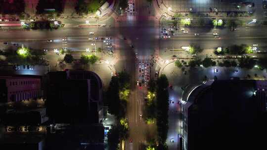 聊城大景夜景交通航拍